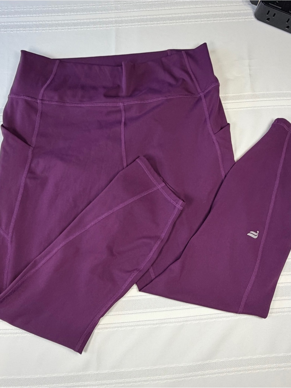 Womens Fabletics Purple Active Leggings with Side Pockets